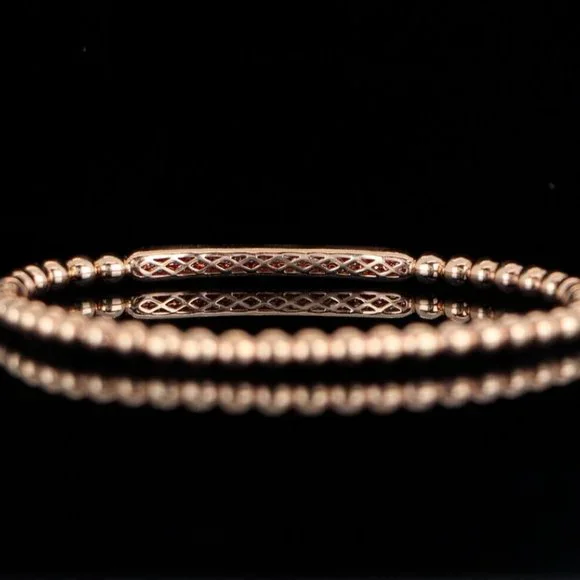 19890 Flexible Stretchy Bangle Bracelet 18k Rose Gold Pave Diamond Size Large - Picture 4 of 4